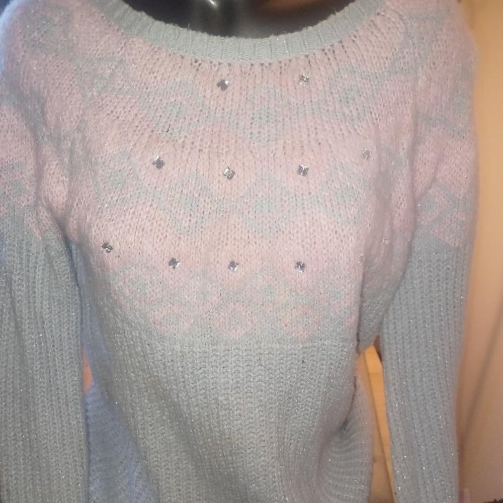 Justice Size 20 Gray and Pink Sparkle Sweater